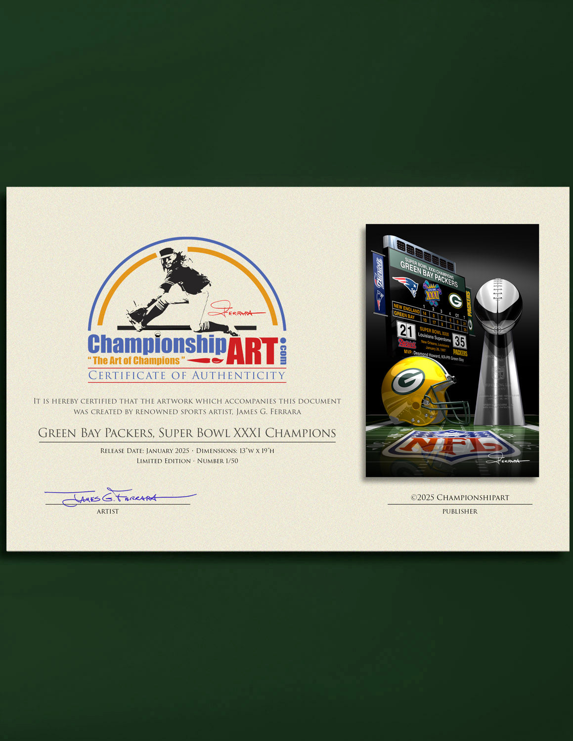 Green Bay Packers, Super Bowl XXXI Lombardi Trophy
