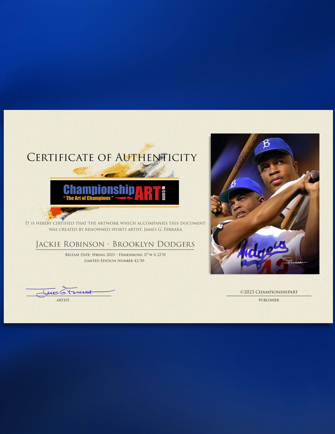 Jackie Robinson - Brooklyn Dodgers (Archival Print)