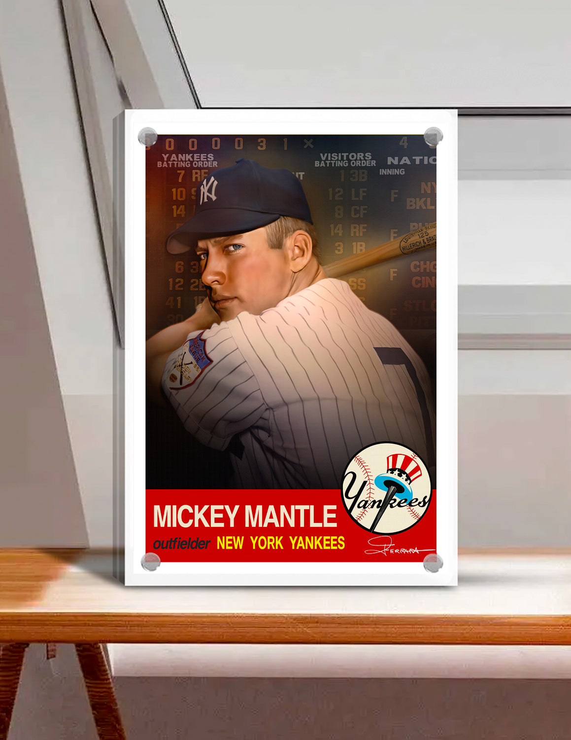 Mickey Mantle - New York Yankees 5"x 7" Baseball Card Art