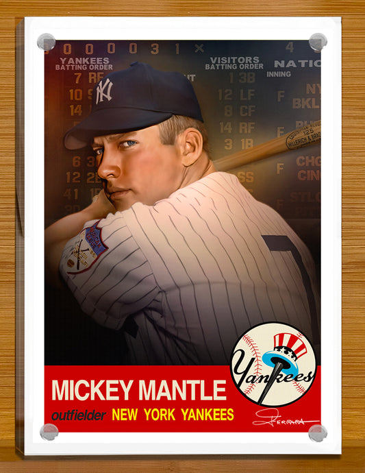 Mickey Mantle - New York Yankees 5"x 7" Baseball Card Art