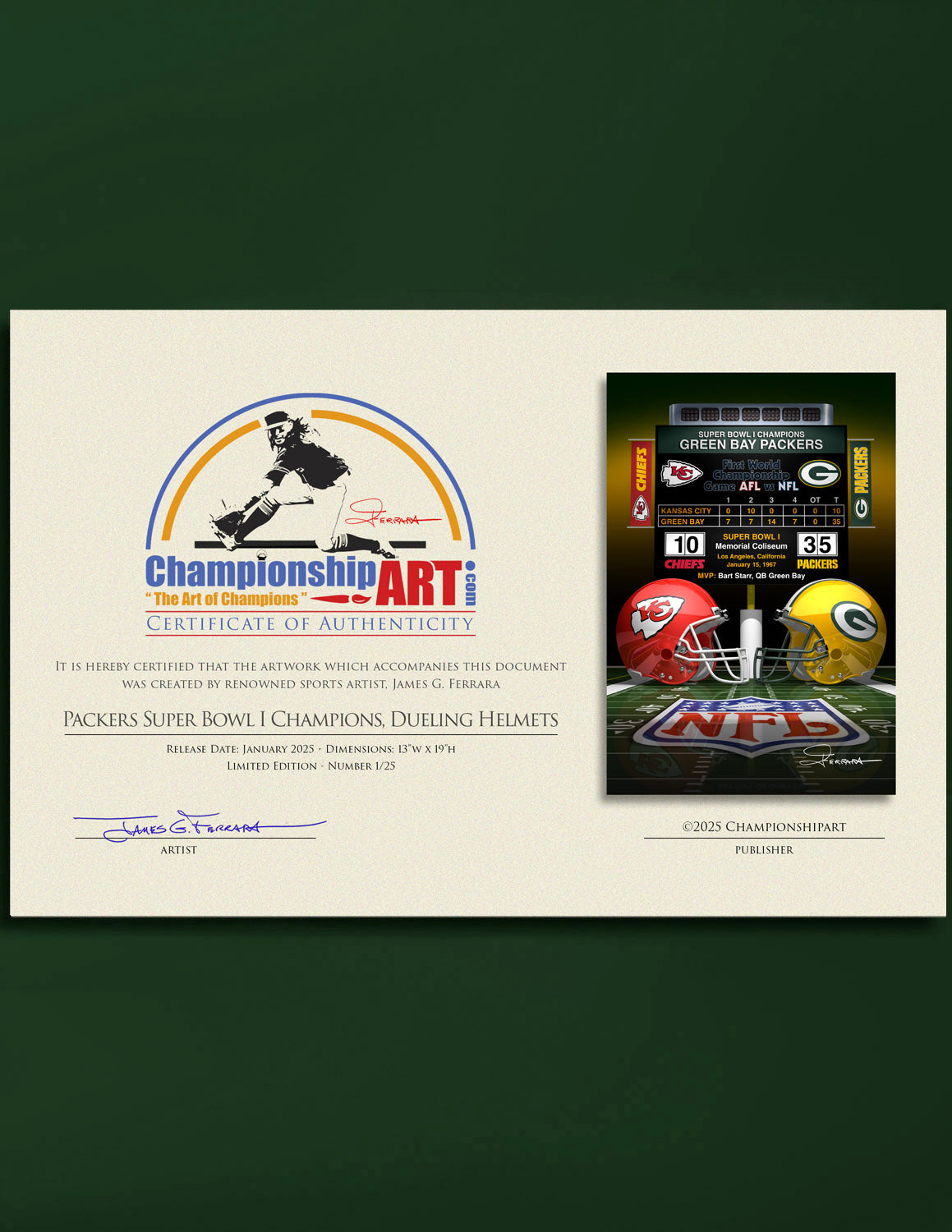 Packers Super Bowl I Champions - Dueling Helmets