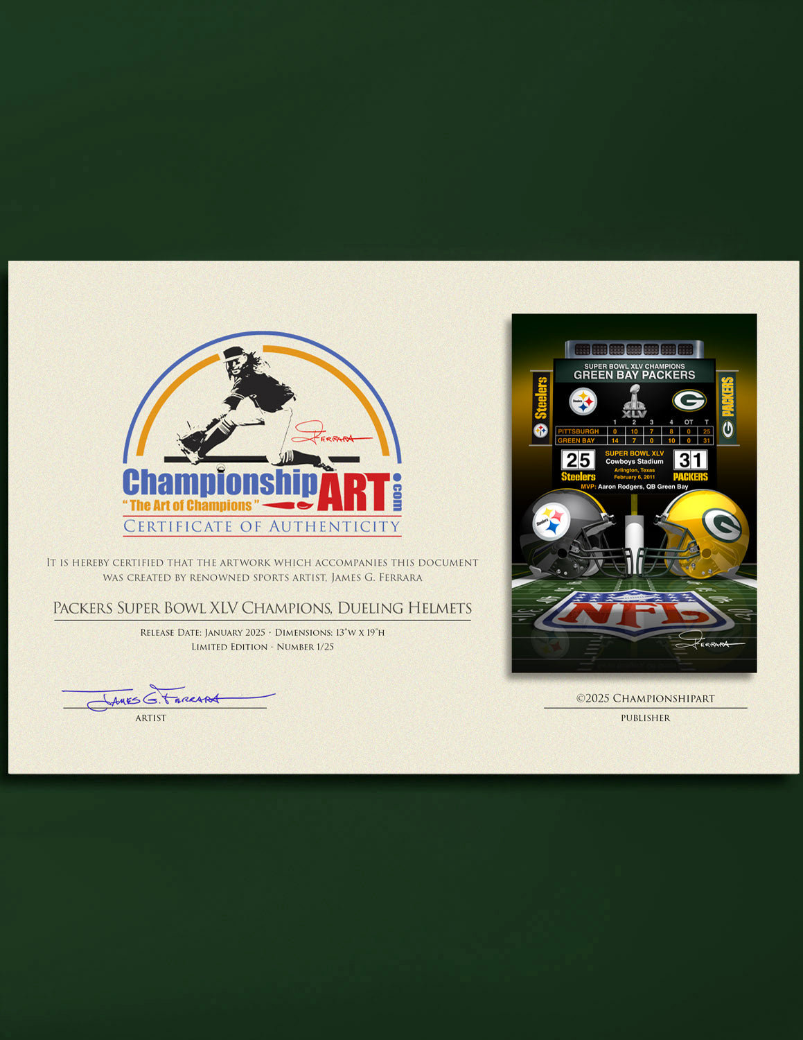 Packers Super Bowl XLV Champions - Dueling Helmets