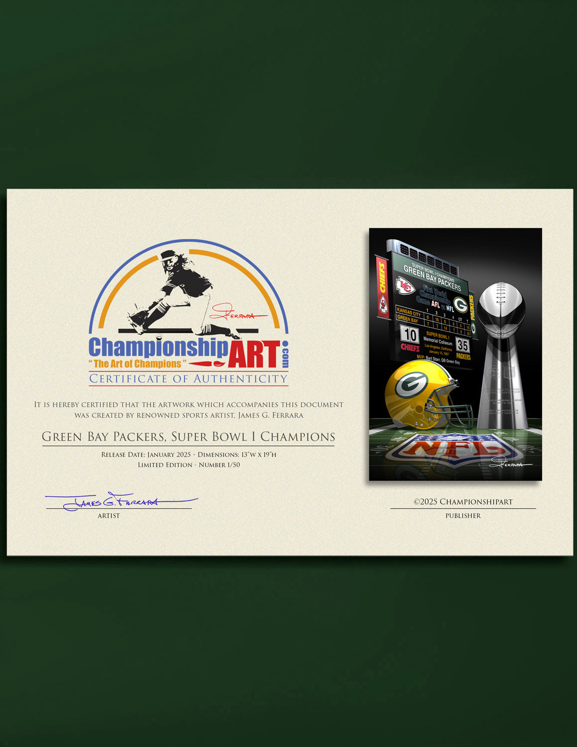 Green Bay Packers, Super Bowl I Lombardi Trophy